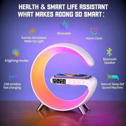 🎁 Lámpara G Top – Iluminación Inteligente con Carga Inalámbrica, Altavoz y más