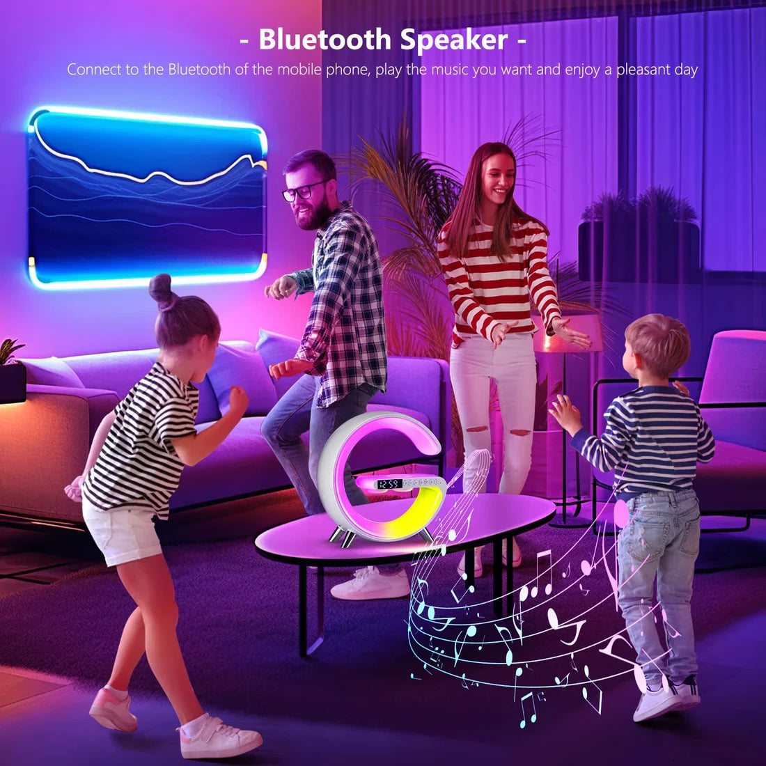 🎁 Lámpara G Top – Iluminación Inteligente con Carga Inalámbrica, Altavoz y más
